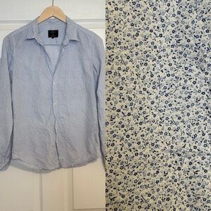 F&E Barry Shirt M Barneys New York Exclusive Blue Micro Ditsy Floral Button‑Down